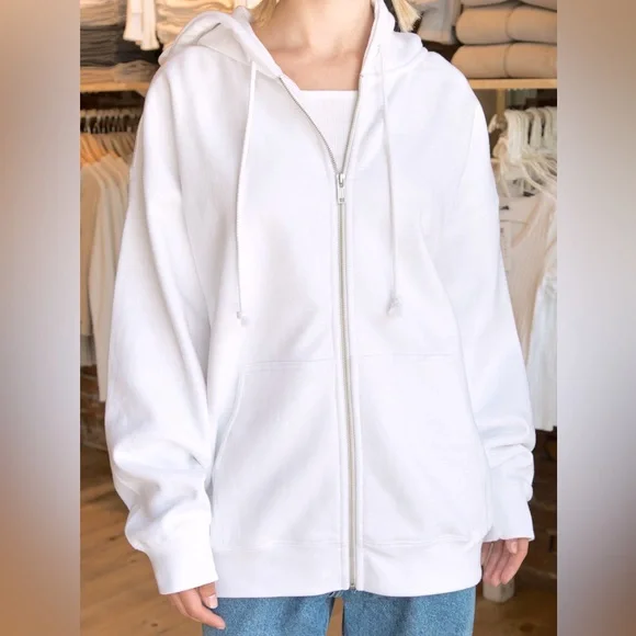BRANDY MELVILLE CHRISTY HOODIE OVERSIZED ZIP UP SWEATSHIRT size: one size/ l-xl - Picture 1 of 7